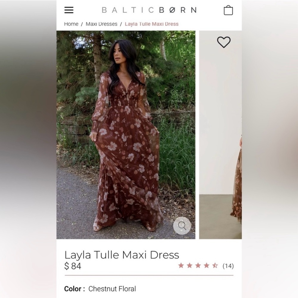 Baltic Born Layla Tulle Maxi Dress in Chestnut Floral size Large